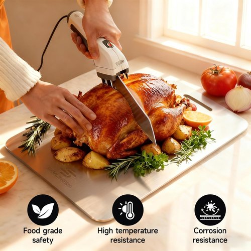 Titanium Cutting Board for Kitchen, No Toxic Double Sided Pure Titanium Cutting Boards for Kitchen, Easy to Clean, Meat, Fruit, Vegetables Chopping Board (14''L x 10''W)