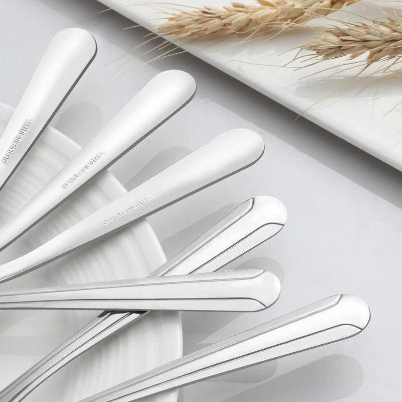 BEWOS 24 Pieces Spoons Set - 7.5 Inchs Spoons Silverware, Stainless Steel Spoon, Dinner Spoon, Dishwasher Safe, Mirror Polished Tablespoons for Home, Restaurant