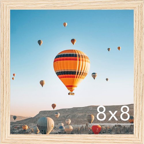 JCJMY 8x8 Picture Frame - Versatile Wall Mount or Tabletop Display | Shatter-Resistant Plexiglass, Natural Finish