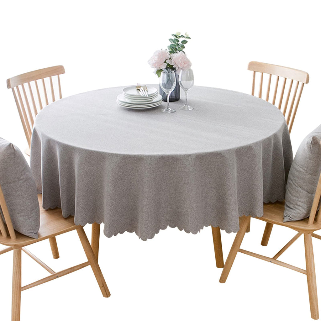 Jeloris Round Waterproof Tablecloth Spill-Proof and Stain Resistant Table Cloth Wrinkle Free Washable Decorative Fabric Table Cover for Kitchen, Dining, Parties, Buffet, Wedding(55 inch, Light Grey)