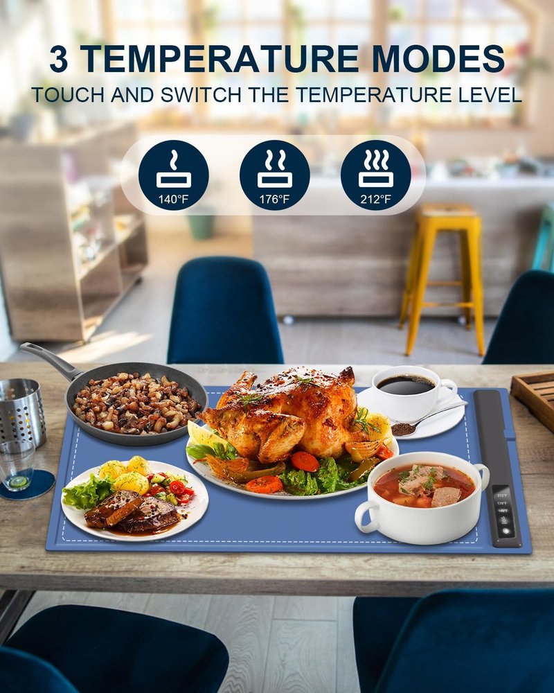 Electric Warming Tray with Adjustable Temperature, Foldable Food Warmer for Parties Features 3 Modes & Fast Heating, Hot Plate for Buffet, Family Gatherings, Sabbath, Holidays