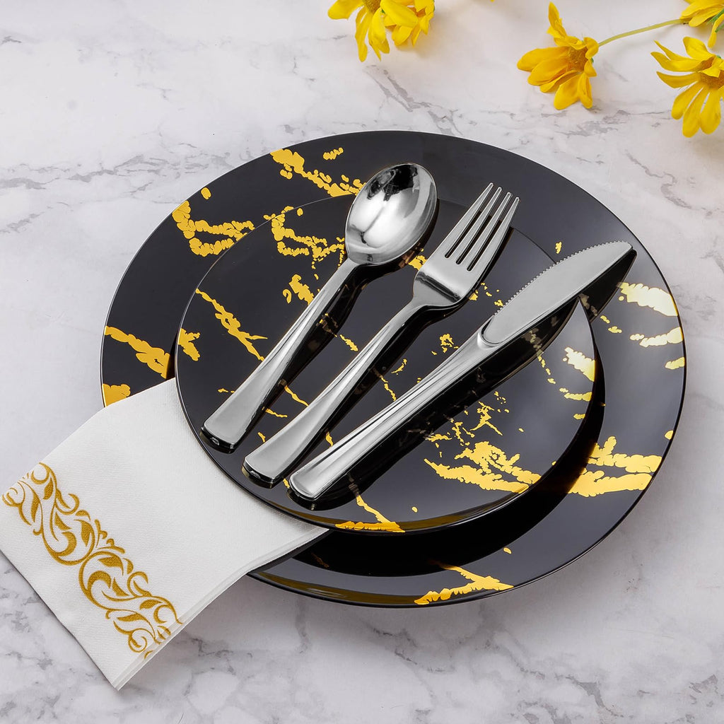 Goodluck 300 Pack Silver Plastic Forks, Heavy Duty Forks Disposable, Silver Plastic Cutlery Perfect for Weddings, Parties, Dinners (300PC)