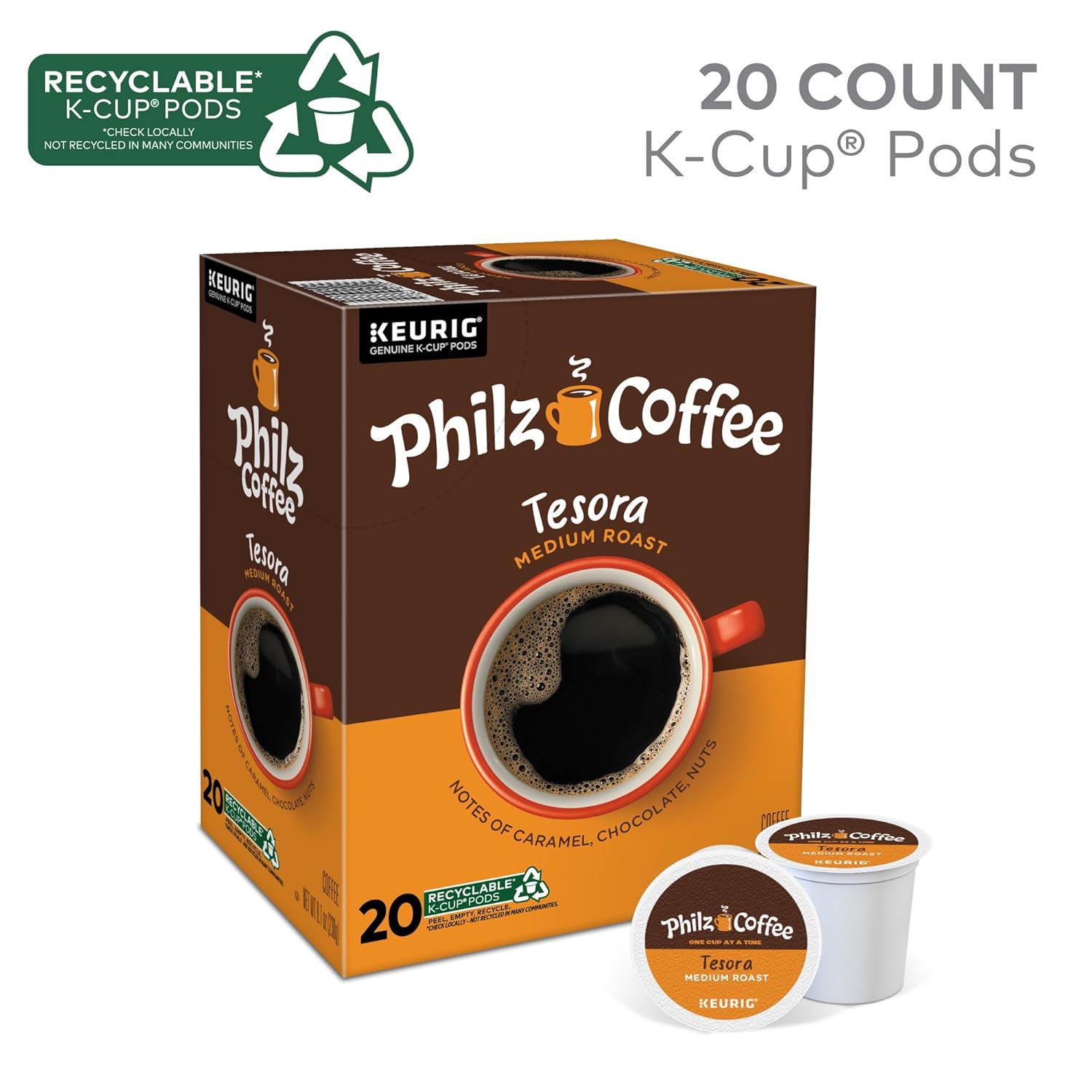 Philz Coffee Tesora K-Cup® Pods - Medium Roast Single Serve Coffee, 20 Count Pack
