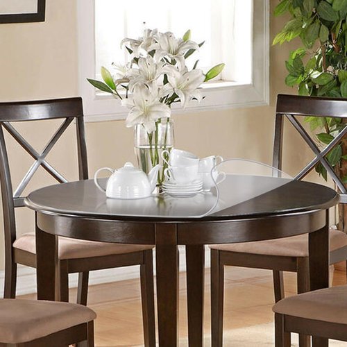 Whirltique Round Clear Table Protector 47 Inch 2mm Thick, Clear Round Table Cover Protector, Round Plastic Table Cover, Vinyl Circle Table Top Protector for Dining Room Table, Coffee Table