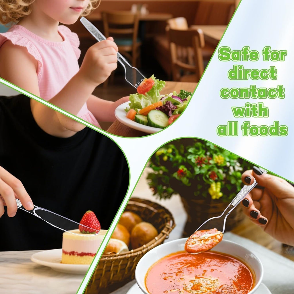 Skiennix 120 Count Plastic Forks & Spoons - Heavy Duty, Heat Resistant, BPA Free, Clear Utensils for Parties & Everyday Use