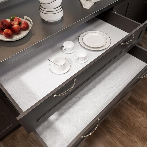 MIAONET Shelf Liner for Kitchen Cabinets 24" x 120" Non-Adhesive Non-Slip Drawer Liners for Dresser, Waterproof Washable Paper, Durable Protector Mat for Pantry Shelves Cupboards, White