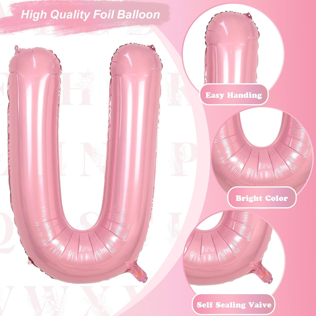 Skiennix 40-Inch Pastel Pink Letter Balloon U - Giant Custom Mylar Foil Balloon for Birthday Parties