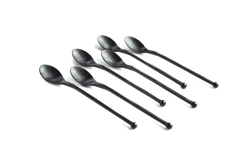 KNORK 6-Piece Iced Teaspoon Titanium Coated Stainless Steel (Black Matte)