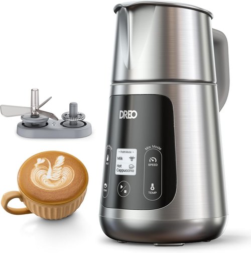 DREO Electric Milk Frother - All-in-One Foam Maker for Coffee & Latte Art | 15oz Automatic, Easy to Clean