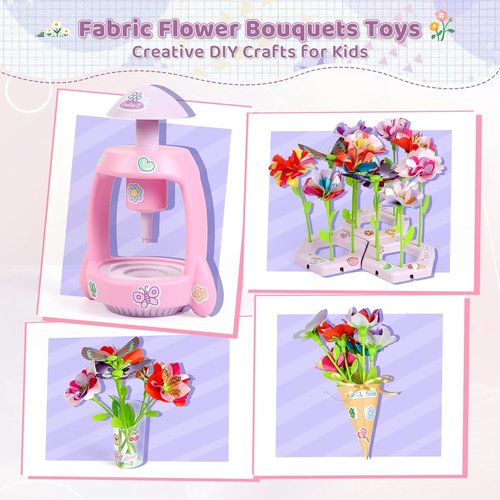 Bsgifts DIY Flower Press Kit - Creative Fabric Flower Making Toys for Kids Ages 3-12 | Perfect Arts & Crafts Gift
