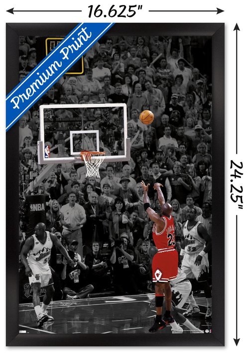 Michael Jordan - The Shot Wall Poster, 22.4L" x 14.7W", Black Framed Version
