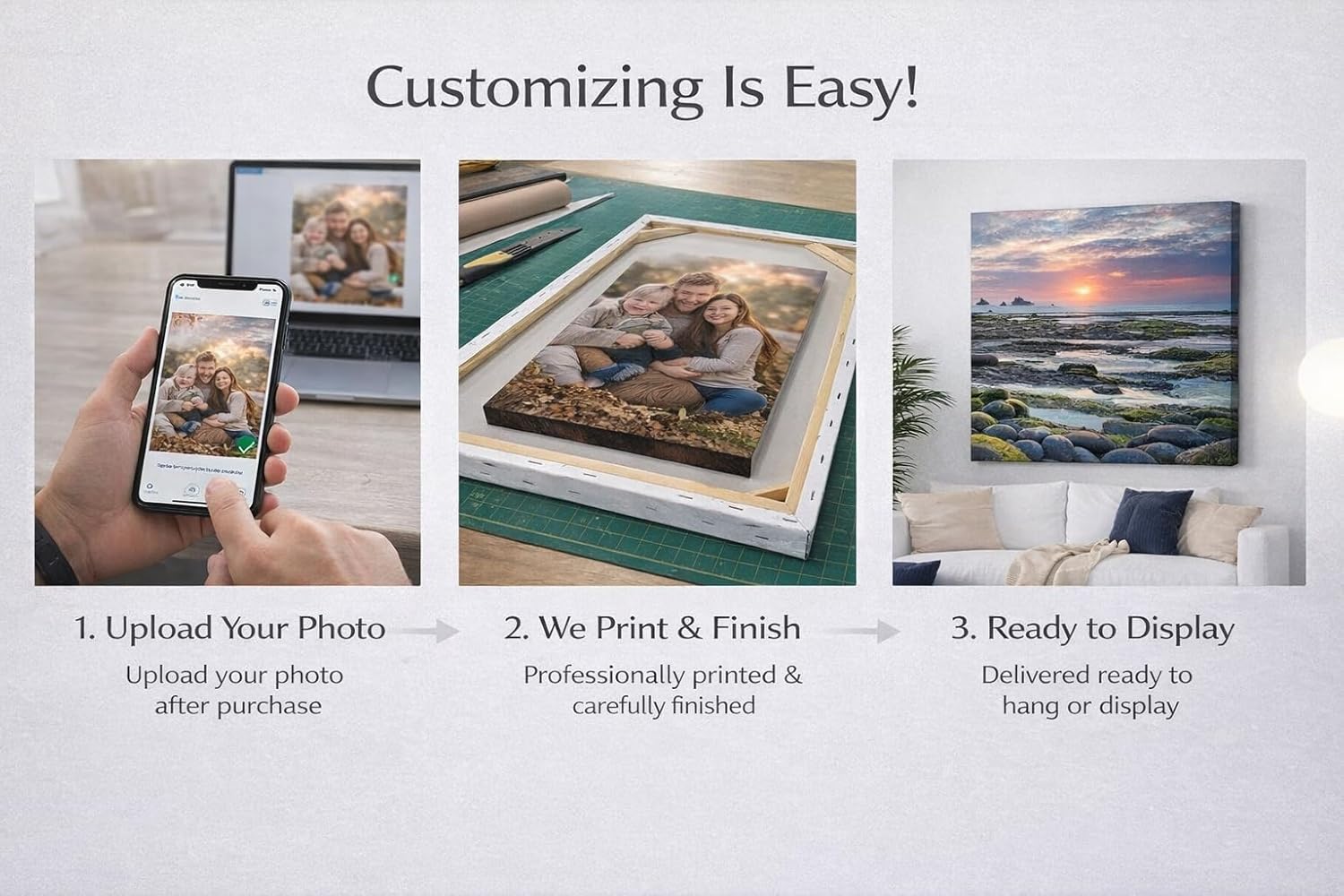 ZXDZSM Custom Canvas Poster - Personalized Photo Print | Unframed 24" x 36" Wall Art