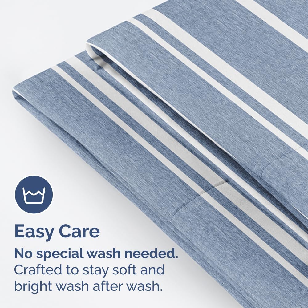 Skiennix Standard Pillow Cases - Ultra-Soft Hotel Quality Covers | Comfy, Wrinkle-Free, Stain Resistant - 2 Piece Set in Blue Stripes