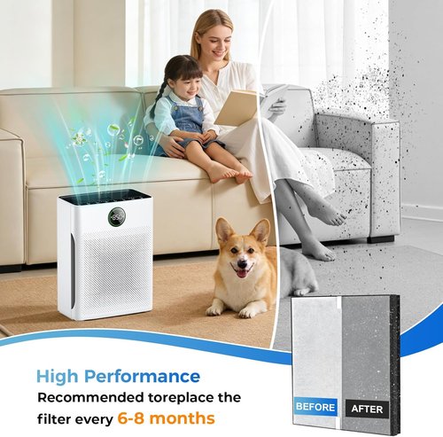 Mooka PR1 Replacement Air Filter - High-Efficiency Washable Filters for Large Rooms | 2-Pack, Up to 2200 sq.ft.