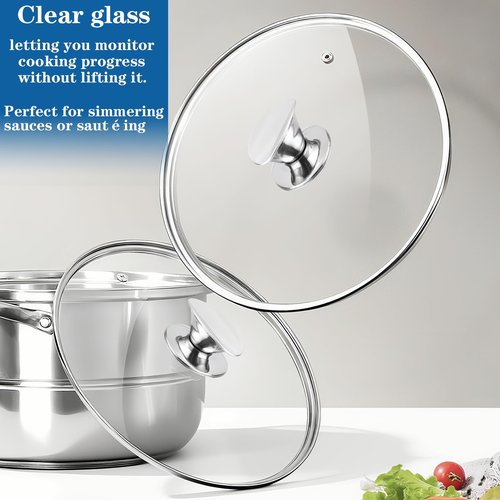 10 Inch Pan Lid, Tempered Replacement Pan Cover, 6,8,9.5,10.5,11,12,12.5 Inch Universal Glass Lids for Pots and Pans