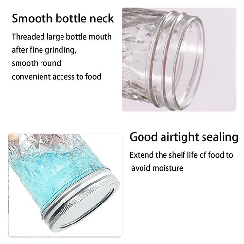 OUCBND Mason Jars 8 oz Wide Mouth, 4 Pack with Airtight Lids - Food Grade Glass, Free Brush & Stickers for Food Storage, Canning, DIY Gifts