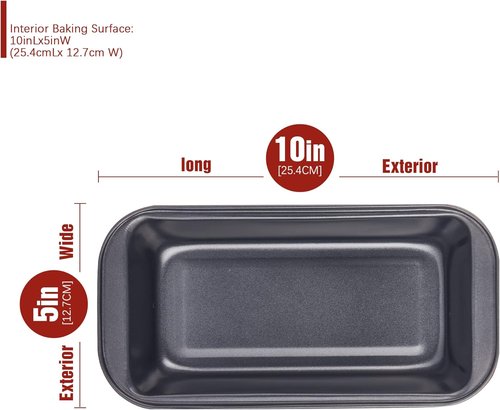 KITESSENSU Carbon Steel Nonstick Loaf Pan - Easy Grip Handles for Baking | Set of 2, Gray