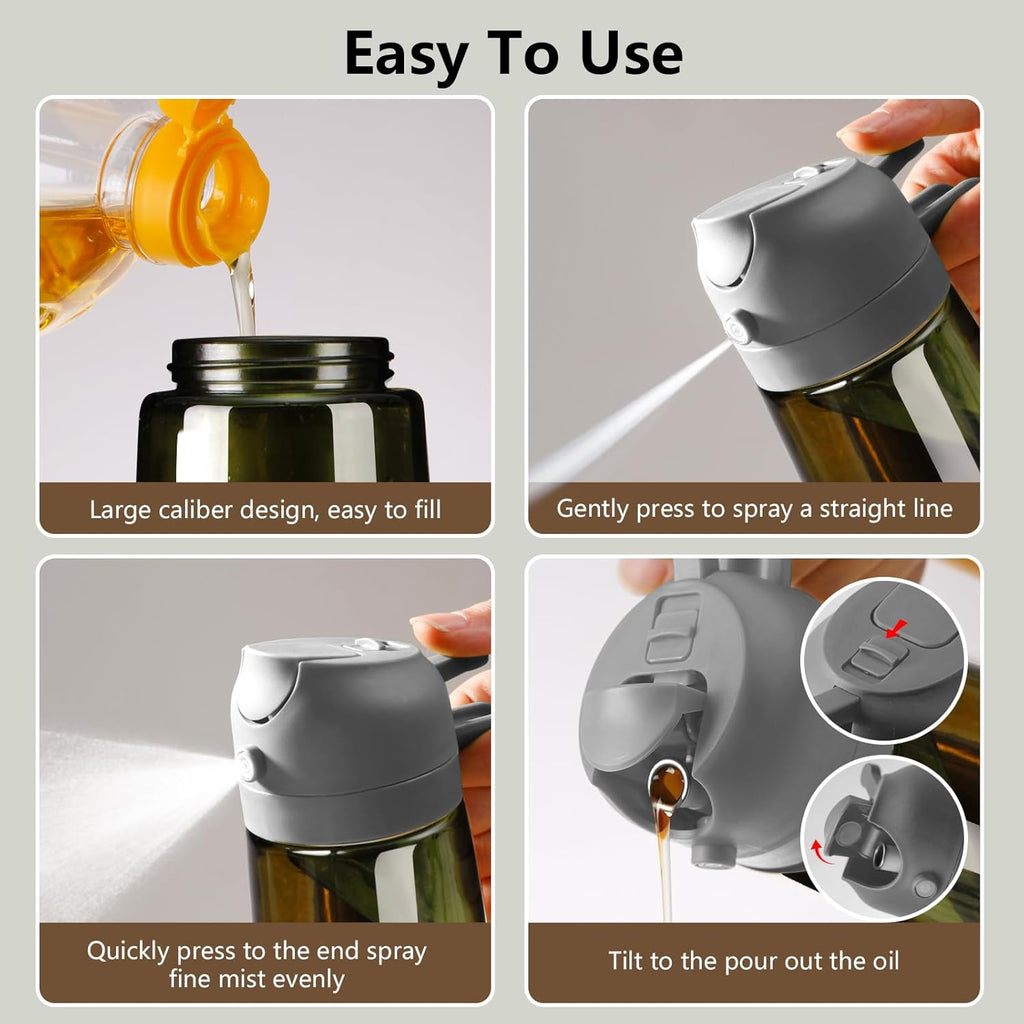 SWEET VIEW Olive Oil Dispenser - 16oz Glass Light-Proof Oil Sprayer for Cooking, Salad & BBQ