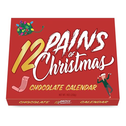 Astor Chocolate 12 Pains of Christmas Advent Calendar - Funny Holiday Countdown with Milk Truffles & Dark Mint Chocolate Gifts