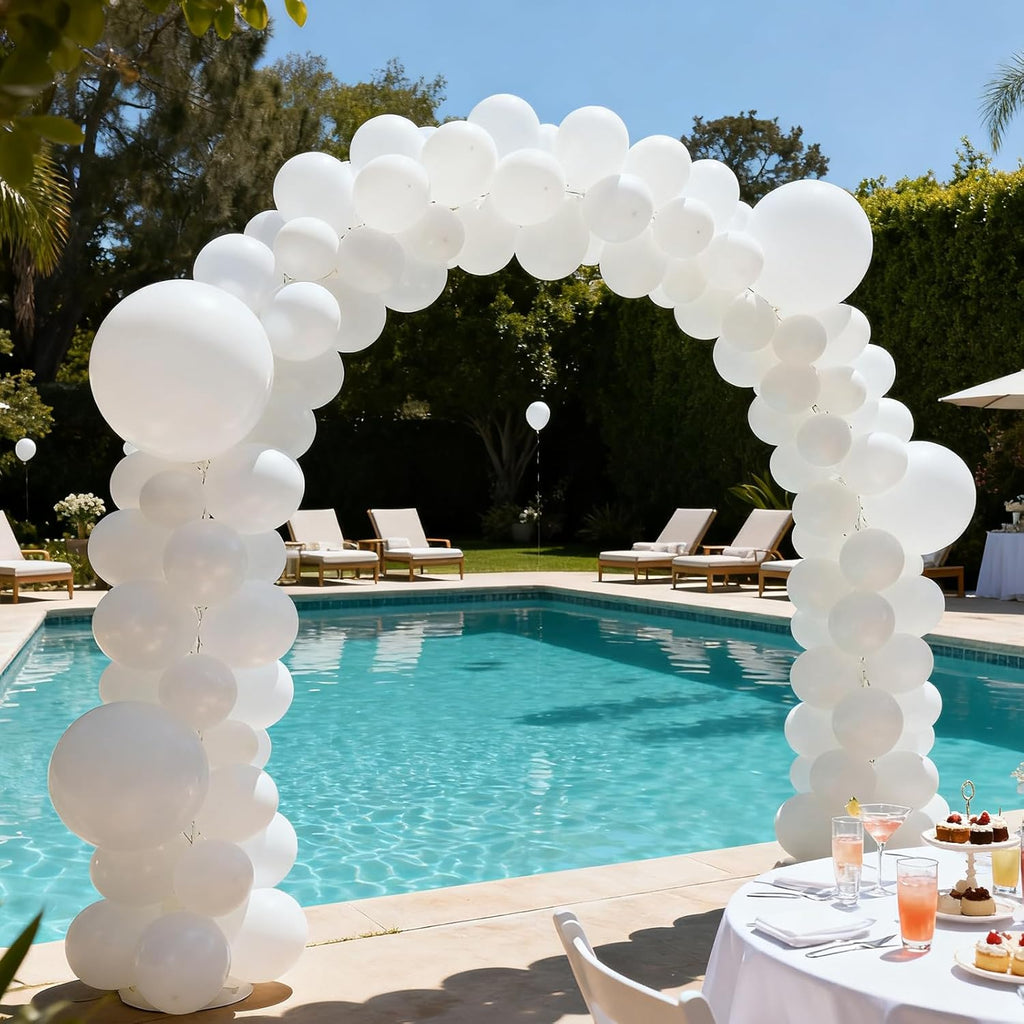 RUBFAC White Balloons - 105pcs in 5/10/12/18 Inch Sizes | Ideal for Garland, Party & Event Decorations