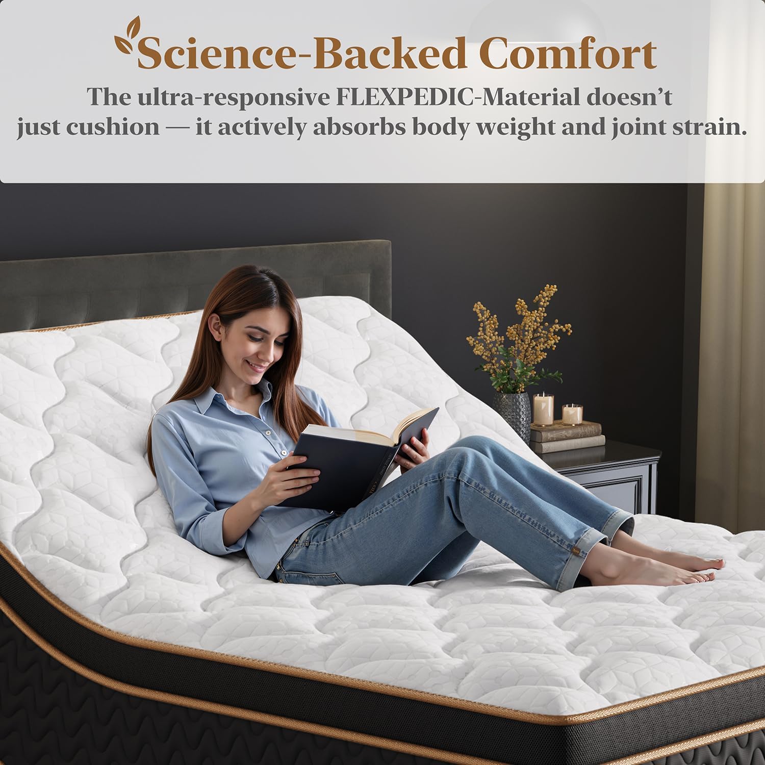 Skiennix Queen Mattress - 12 Inch Cooling Hybrid Bed in a Box with 7-Zone Pocket Springs & Motion Isolation