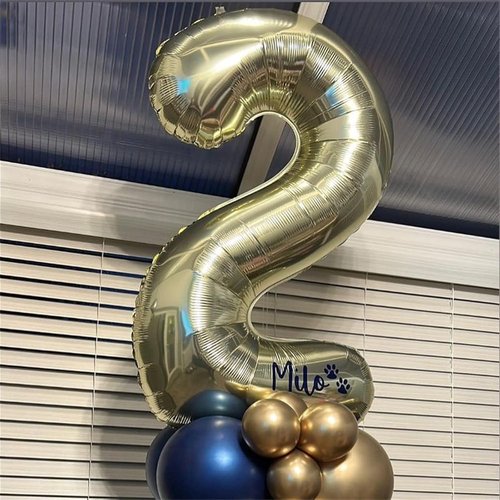 **Champagne Gold 40 Inch Number 2 Balloon Set | Large Foil Helium Balloons for 2nd Birthday & Graduation**