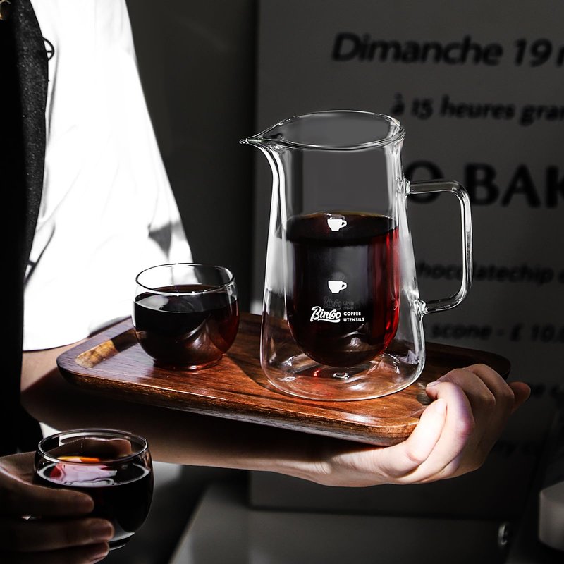 Double Wall Glass Coffee Carafe - 400ML/14oz Small Coffee Decanter Coffee Server for Pour Over, Coffee Pot, Borosilicate Glass For Coffee, Tea, Whiskey, Cocktails & All Beverages