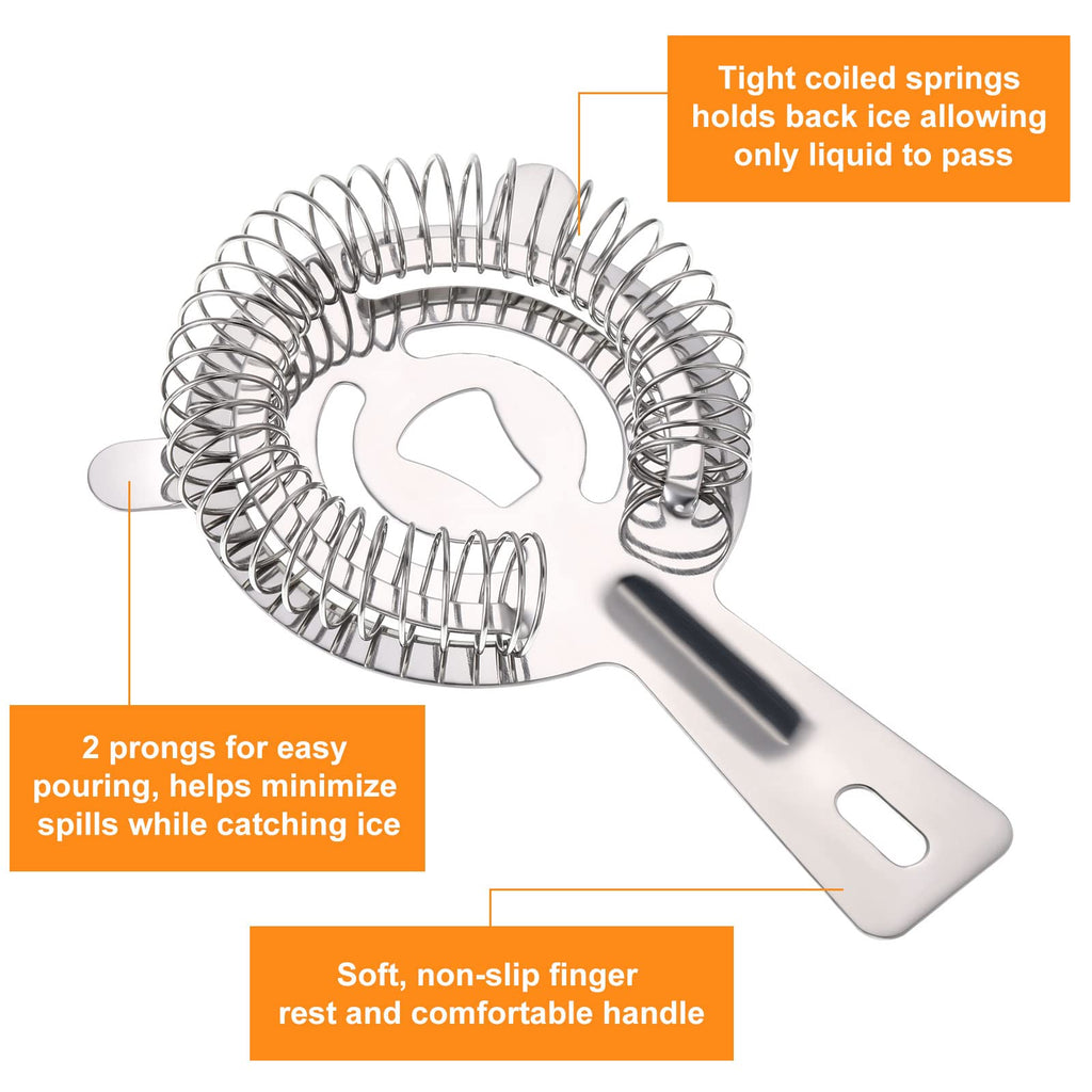 Perthlin 16 Pcs Bar Bartender Strainer Stainless Steel Drink Cocktail Strainers Silver Shaker Ice Bar Shelf or Bartenders Mixologists Drinking Water Filtering