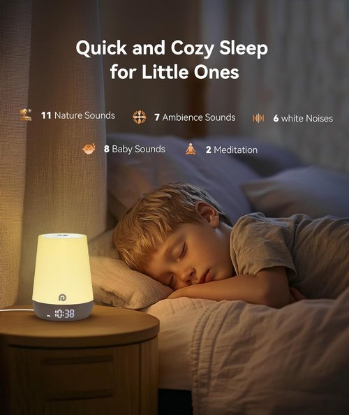 Dreamegg Nite 1 - Baby Sound Machine with Night Light & Sleep Trainer | 34 Soothing Sounds, App Control