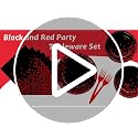 96-Piece Black and Red Disposable Party Tableware Set for 24 Guests