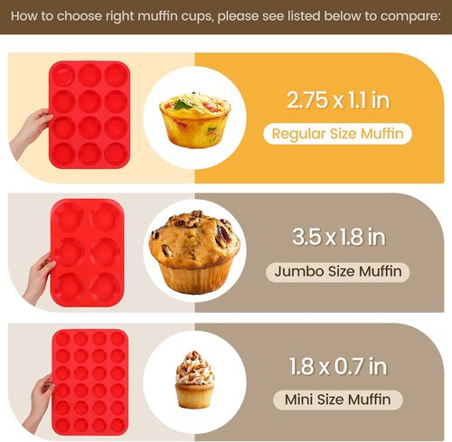 CAKETIME Silicone Muffin Pan - Nonstick 12-Cup Baking Mold for Perfect Cupcakes | Regular Size