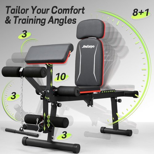 **Skiennix Adjustable Weight Bench - Foldable Design with Leg Extension & Curl | 1200LB Capacity for Full-Body Strength Training**