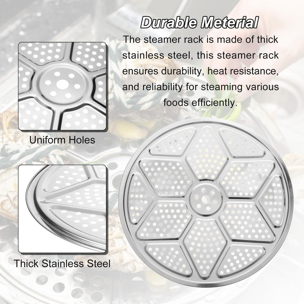 uxcell Stainless Steel Steamer Rack, 18.1 Inches Pot Steaming Tray Thicken Pressure Cooker Canning Racks for Steamer Cookware Pressure Cooker, Silver Tone