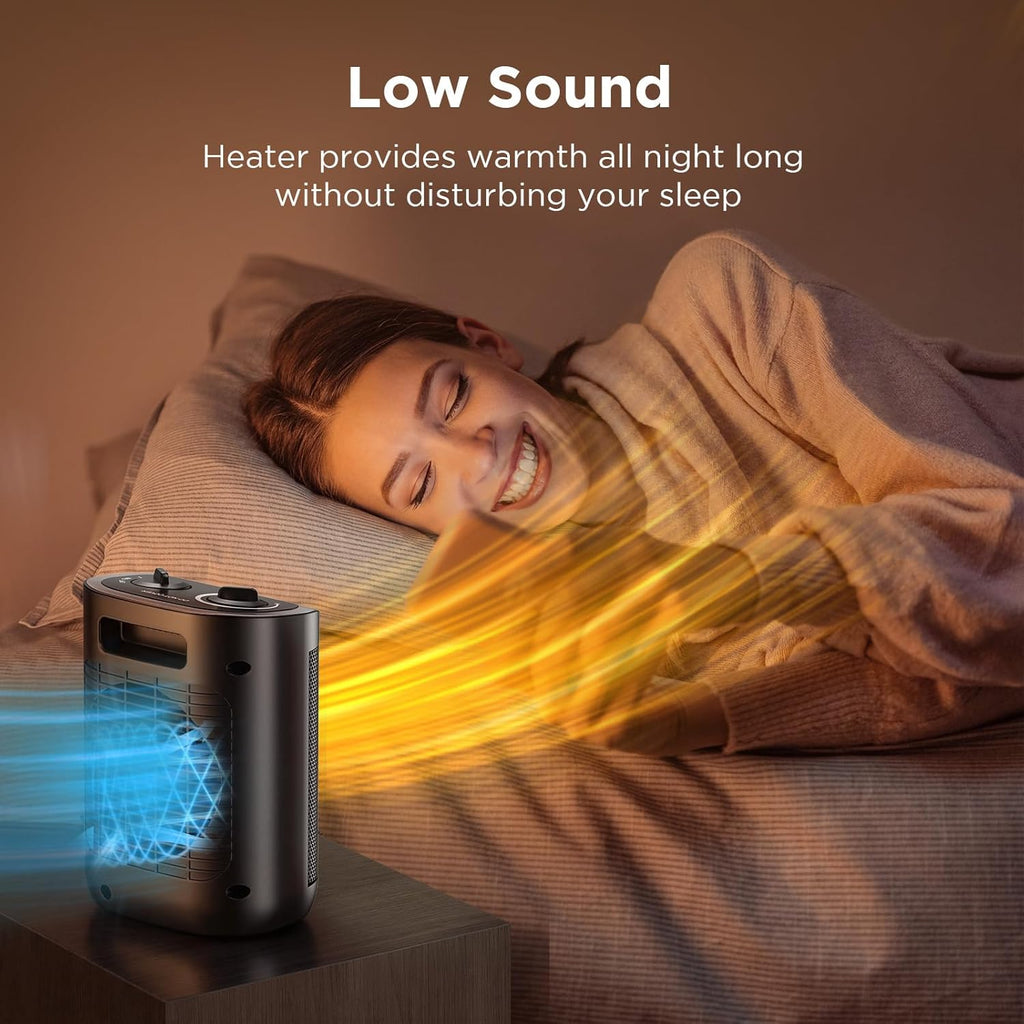 Skiennix 1500W Portable Ceramic Space Heater - Safe, Compact Design with Thermostat for Home & Office Use