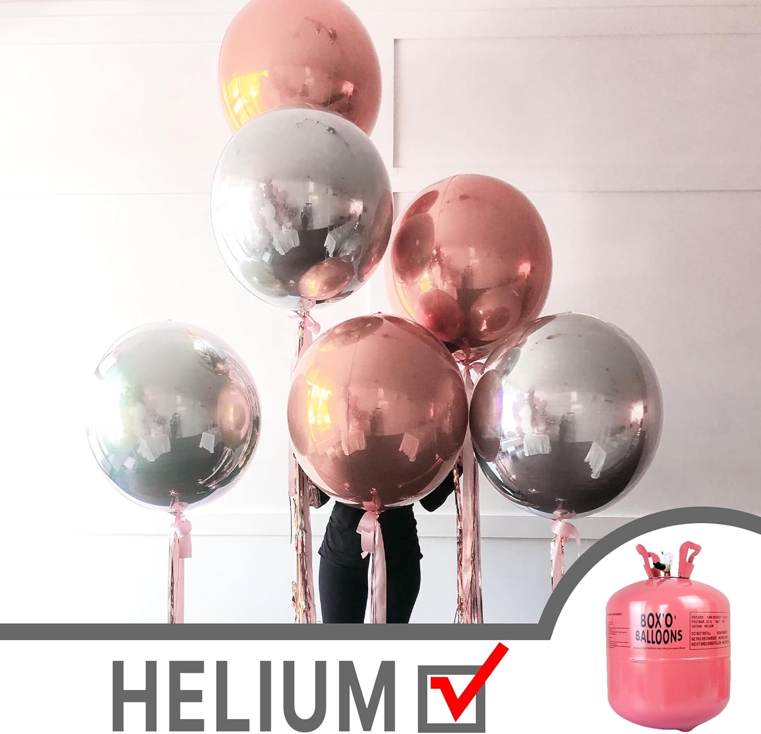 PartyWoo Metallic Silver Foil Balloons - 22 Inch Large Round Mylar Balloons for Graduation & Birthday Decor