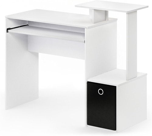 Furinno Econ Home Office Computer Writing Desk - Stylish White & Black Design | Compact Size