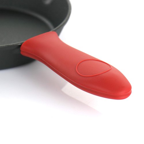 Megachef Skillets with Lids Pre-Seasoned Cast Iron Cookware Set, 9 Piece, Black, Red