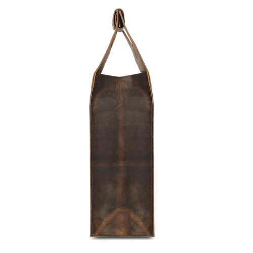 KomalC Handcrafted Leather Wine Tote Bag – Single Bottle Wine Carrier, Vintage Buffalo Leather Wine Case (16 inch) – Elegant Bag for Champagne & Beer – Perfect for Weddings, Birthdays & Holidays