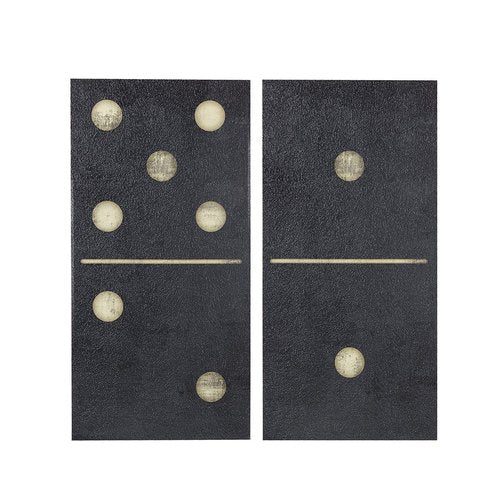 Ink+Ivy, Two Black Dominos Wall Art 2 Pieces Gel Coated Canvas, Easy Hang Setup, Modern Contemporary Design, Las Vegas Gaming Domino Tiles Painting Living Room Décor, Black/White, 18 x 36 x 1.5"