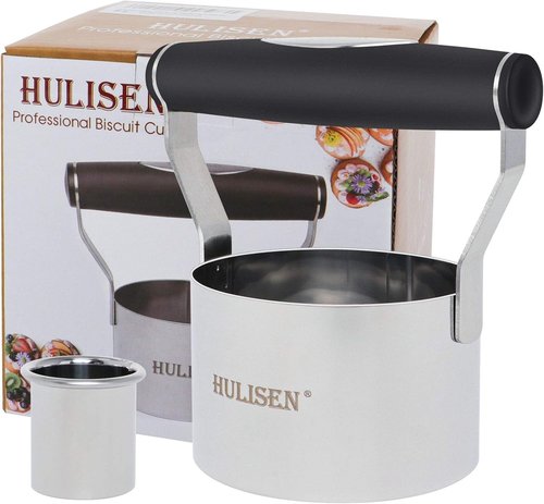 HULISEN Stainless Steel Biscuit Cutter - 3 Inch Round Design with Soft Grip Handle | Perfect Gift Package