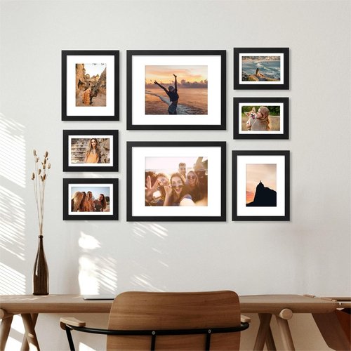 decorUhome 8x10 Picture Frame - Versatile Display for 5x7 with Mat or 8x10 Without Mat, Black
