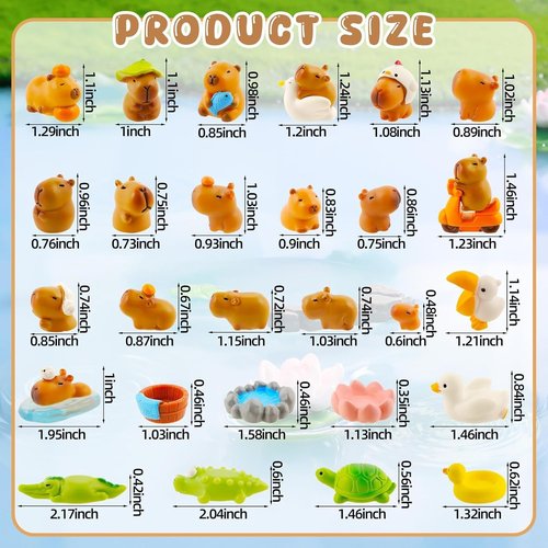 Exasinine 27-Piece Mini Capybara Figurine Set - Adorable Cake Toppers for DIY Fairy Garden Decor