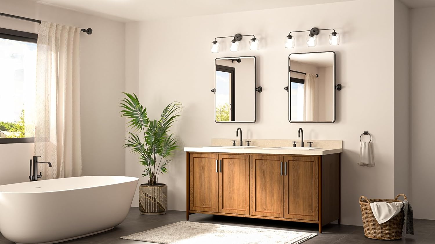 TETOTE Pivot Mirror - 20 x 30 Matte Black Rectangle Vanity Mirror | Adjustable Tilting Beveled Glass