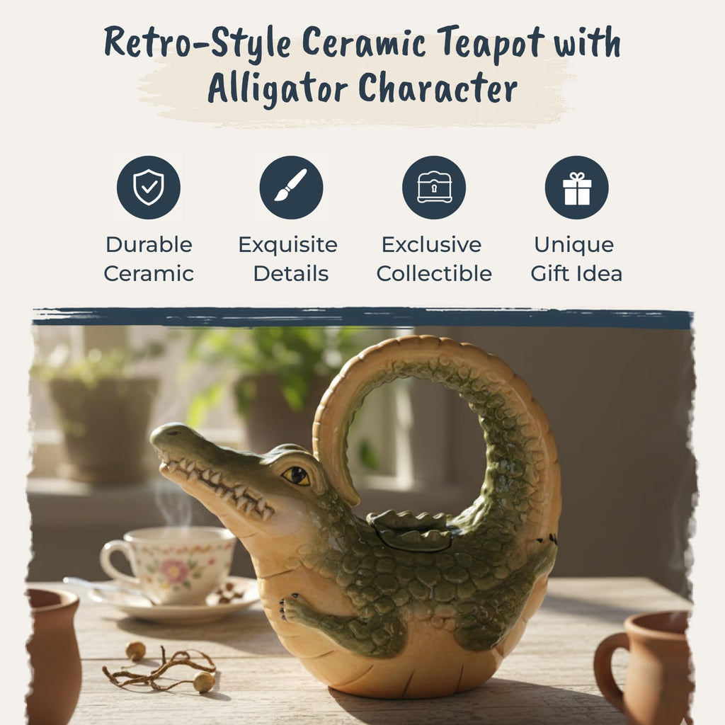 Blue Sky Ceramic Alligator Teapot