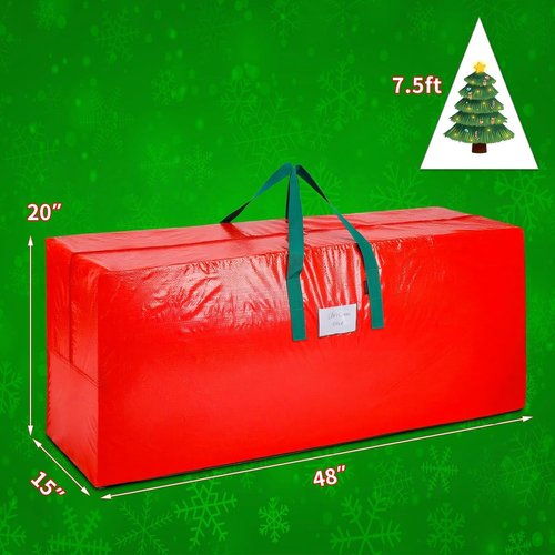 KRYSTY Christmas Tree Storage Bag - Durable Waterproof Zippered Bag for 7.5-Foot Holiday Tree | Red