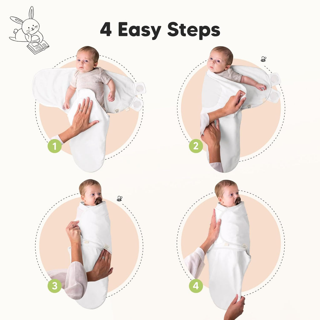 Skiennix Organic Baby Swaddle Sleep Sacks - Soft & Snug for Newborns 3-6 Months | 3-Pack in Cloud, Size L