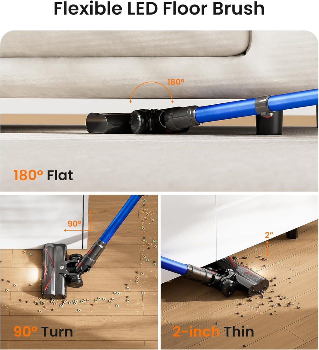 NADALY Cordless Vacuum Cleaner - 550W 45Kpa Suction | 65-Minute Runtime, LED Display, 8-in-1 for Home & Pet Hair