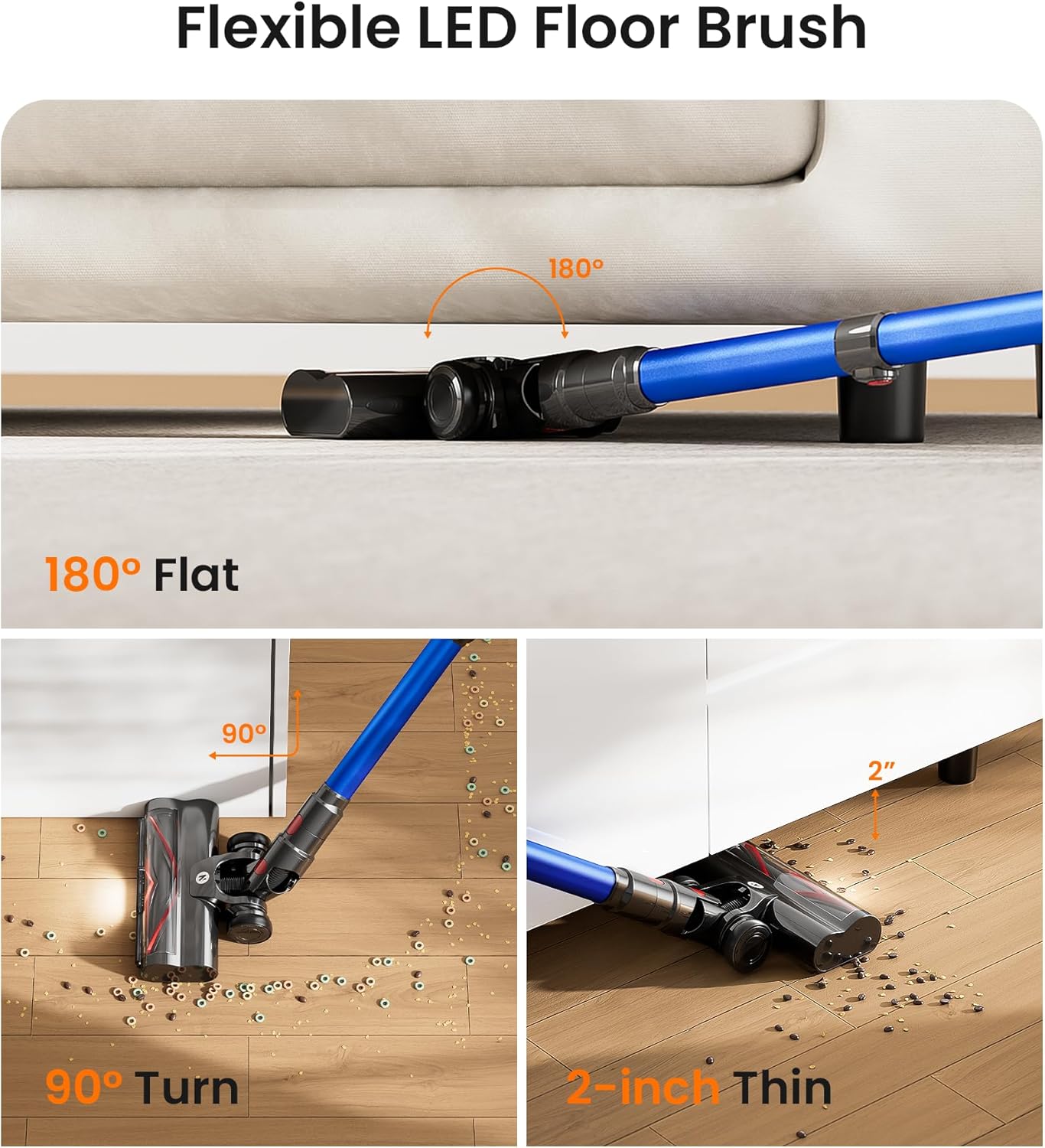 NADALY Cordless Vacuum Cleaner - 550W 45Kpa Suction | 65-Minute Runtime, LED Display, 8-in-1 for Home & Pet Hair