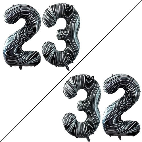 GOER Jumbo 42-Inch Number 23 Balloons - Marble Black Foil Helium Decorations for 23rd Birthday Party