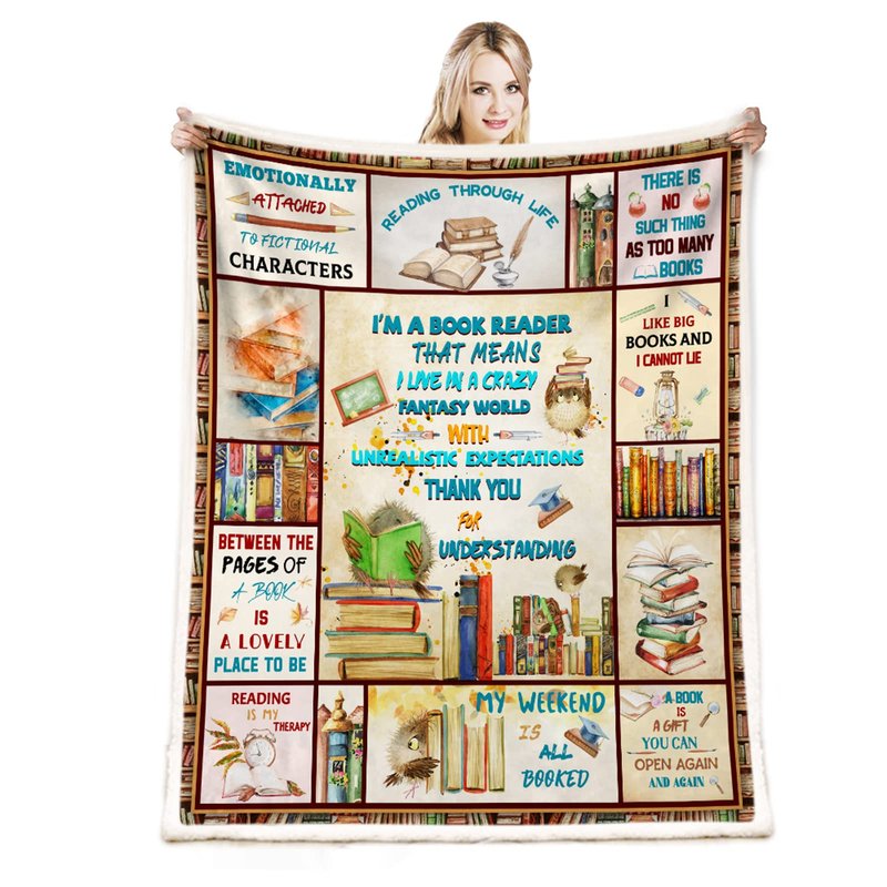 Book Lovers Gifts Blanket, Book Accessories for Reading Lovers, Book Reading Librarian Gifts Throw Blanket, Book Club Bookworm Gifts for Reading Lover Bookish, Literary Gifts Ideas Blanket 60"x50"